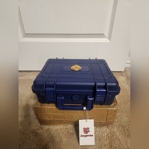 EMAYSPORIUM Men's Blue 8-Watch Storage Box W/Versace Embroidery-NWT